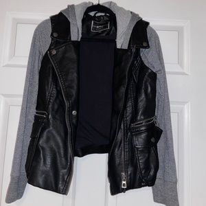 BNCI Faux Leather Jacket, Fabric Sleeves - M